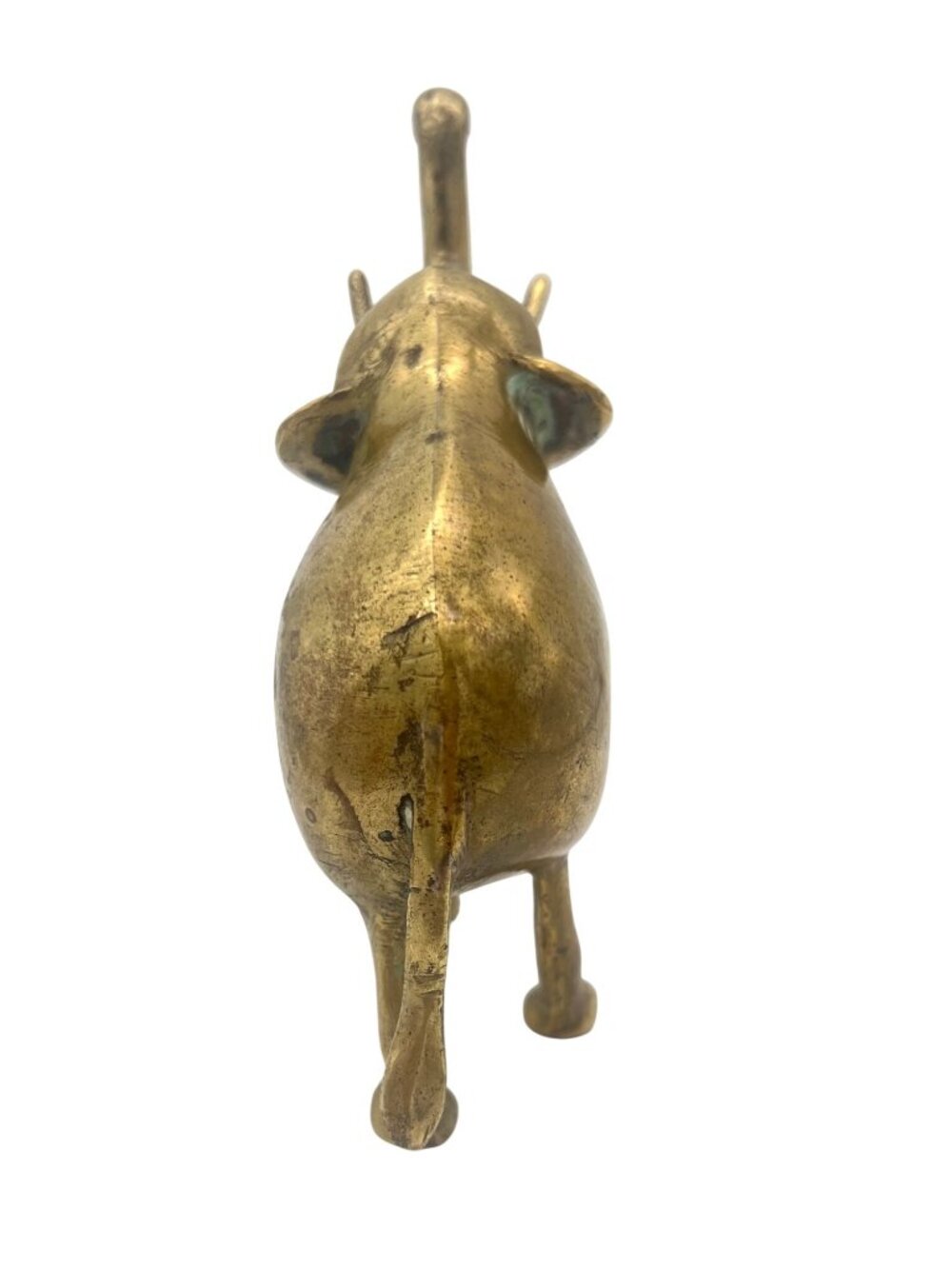 Vintage Cheerful Brass Elephant Figurine Raised Trunk Up Statue MCM 5" Tall - Picture 7 of 10